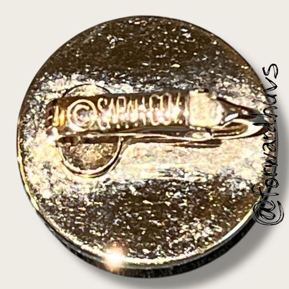 Sarah Coventry Clip-On Silver Tome Earrings with Black Glass Center – 1970s Vint - Picture 3 of 8